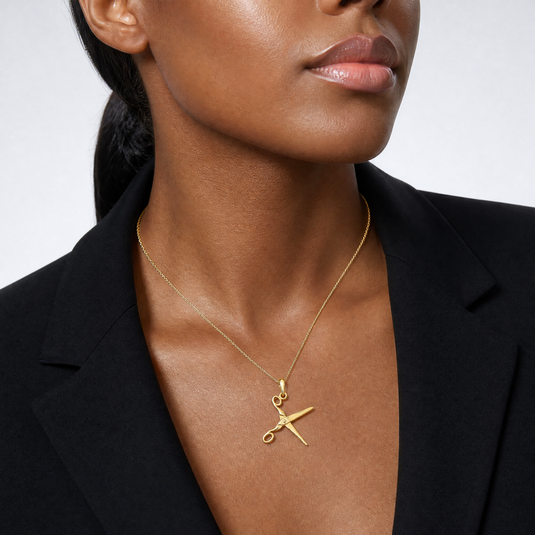 14k 3-D Moveable Scissors Pendant - Model Shot