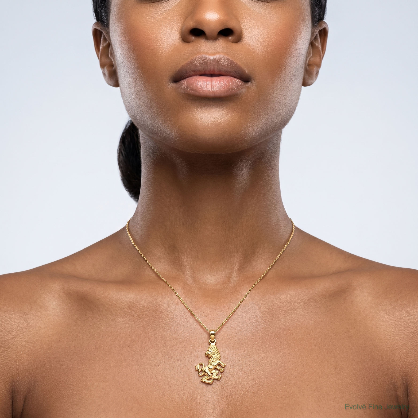14k 3-D Leo Zodiac Charm - Model Shot