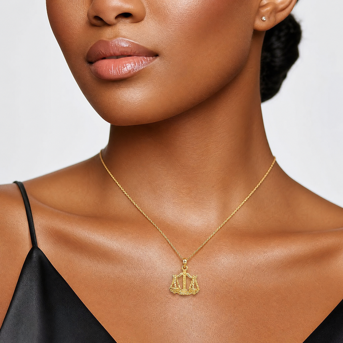 14k 3-D Libra Zodiac Charm - Model Shot
