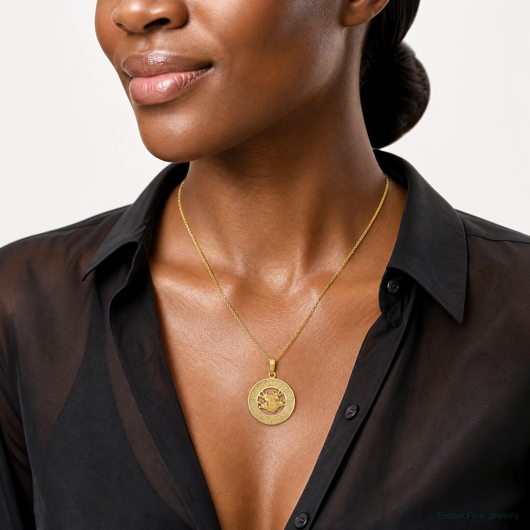 14k PUERTO RICO with Frog Pendant - Model Shot