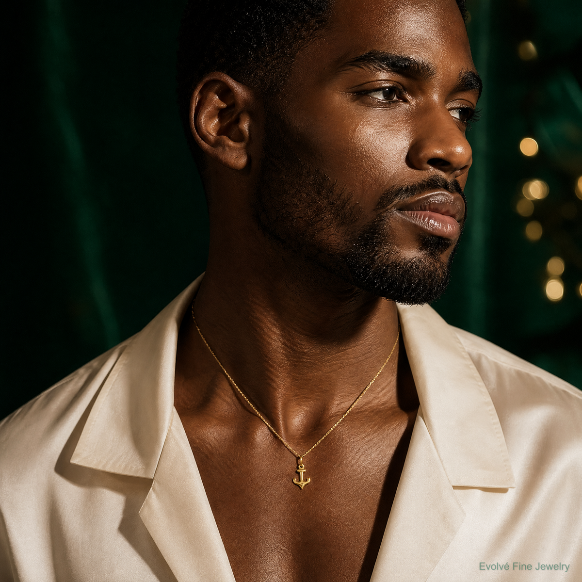 14k Anchor Charm - Model Shot