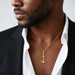 14k 3-D Anchor w/Shackle and Entwined Rope Pendant - Model Shot