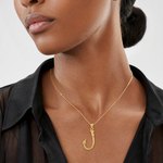 14k 3-D Fishing Hook Pendant - Model Shot
