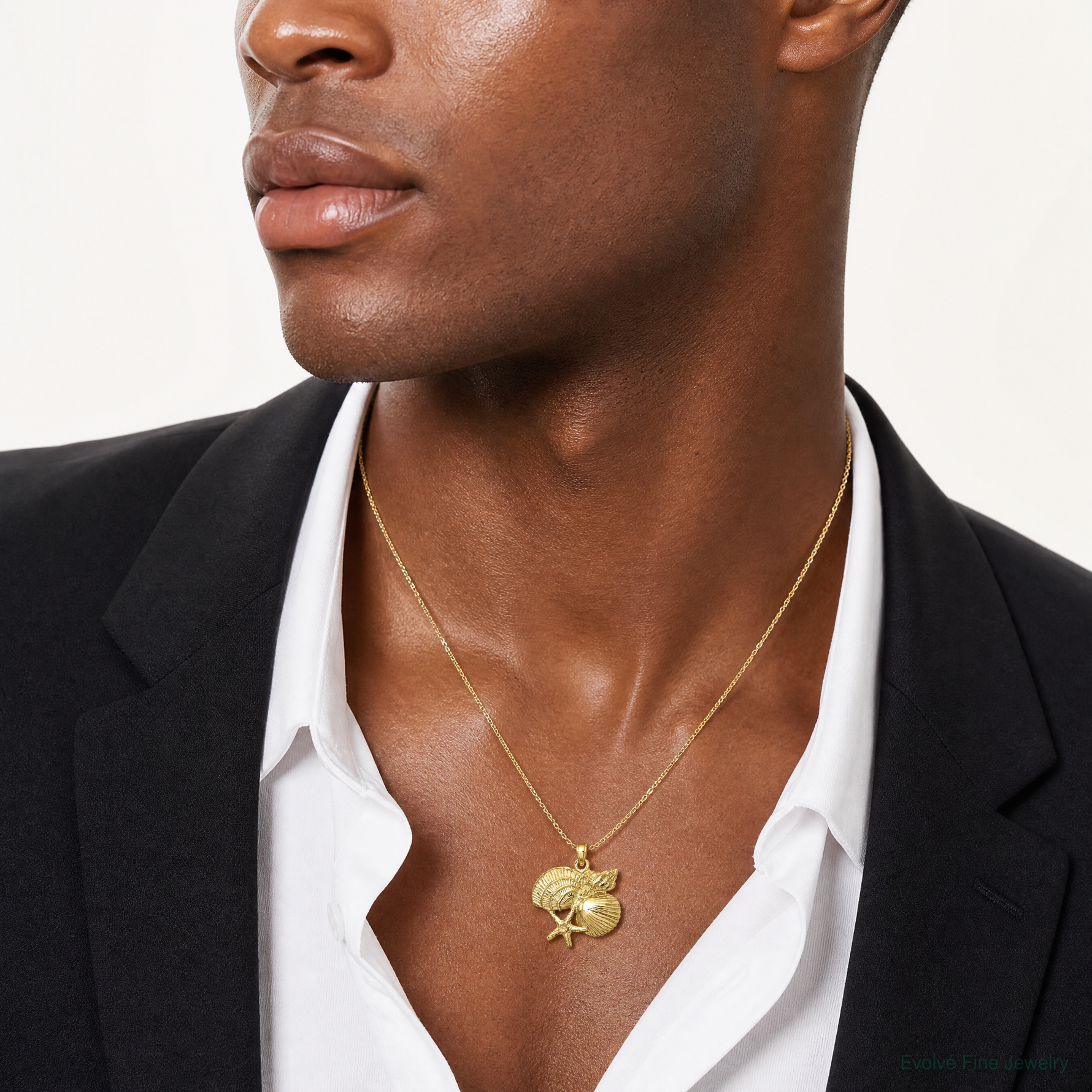 14k Four Shell Cluster Pendant - Model Shot