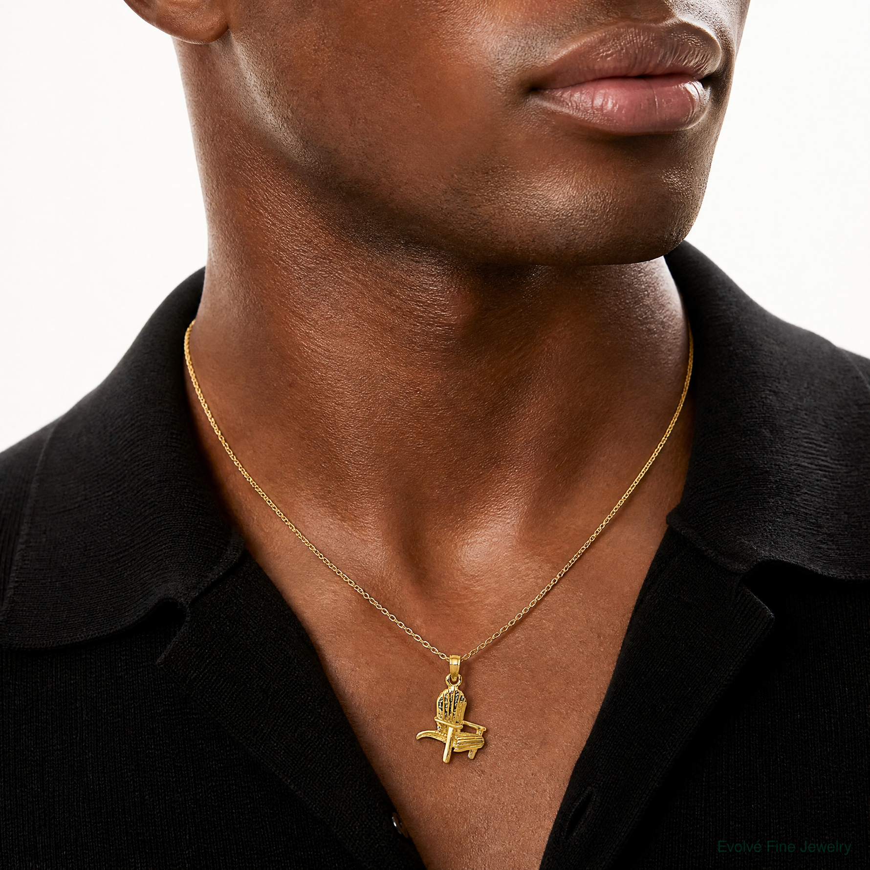 14K 3D Adirondack Beach Chair Pendant - Model Shot