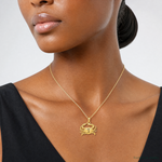 14k Blue Crab Pendant - Model Shot