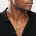 14k Dolphin Pair Pendant - Model Shot