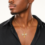 14k with Rhodium Dragonfly Pendant - Model Shot