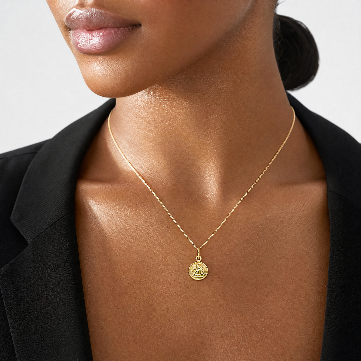 14k Small Polished Angel Charm - Model Shot