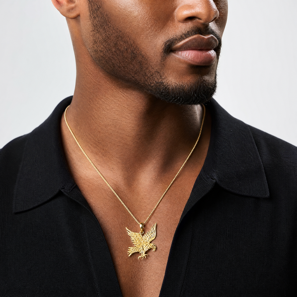 14k Eagle Pendant - Model Shot