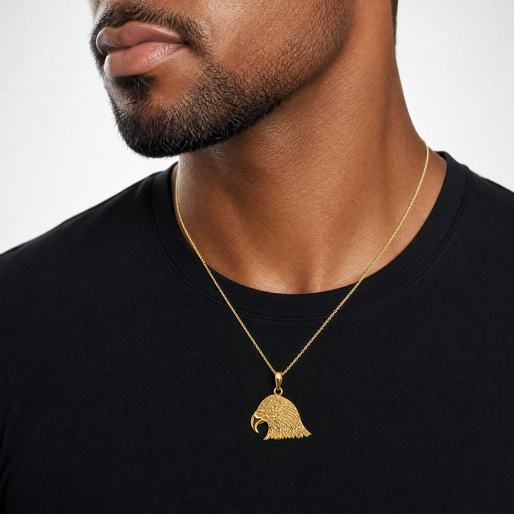 14k Eagle Head Pendant - Model Shot