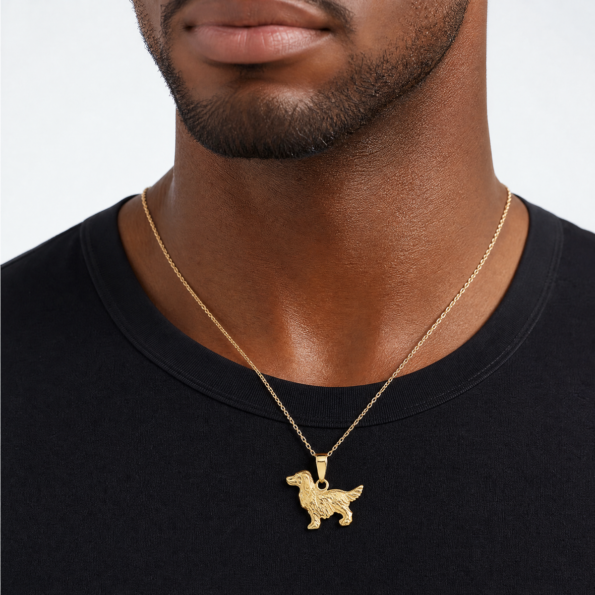14k Springer Spaniel Dog Pendant - Model Shot