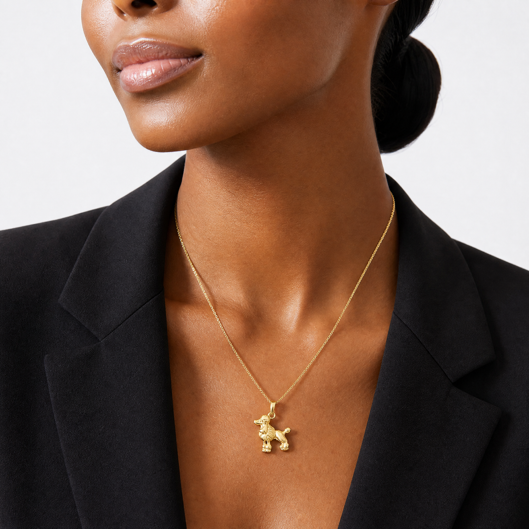 14k Poodle Dog Pendant - Model Shot