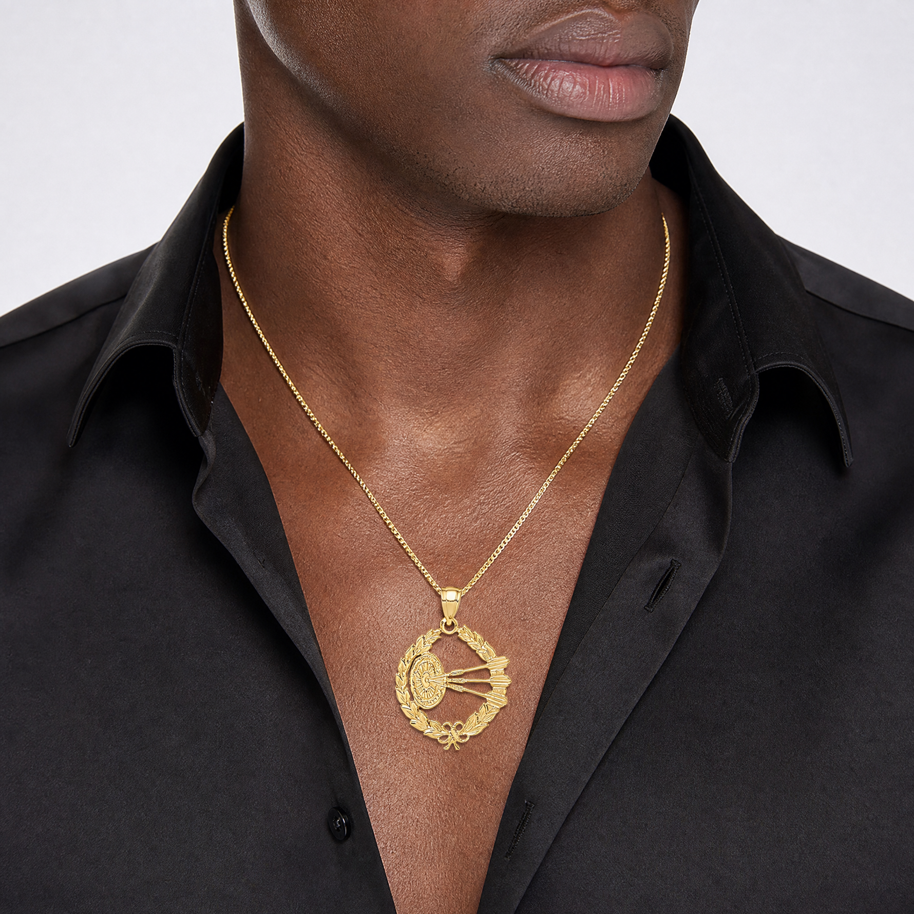 14k Dart Board and Darts in Leaf Design Charm - Model Shot