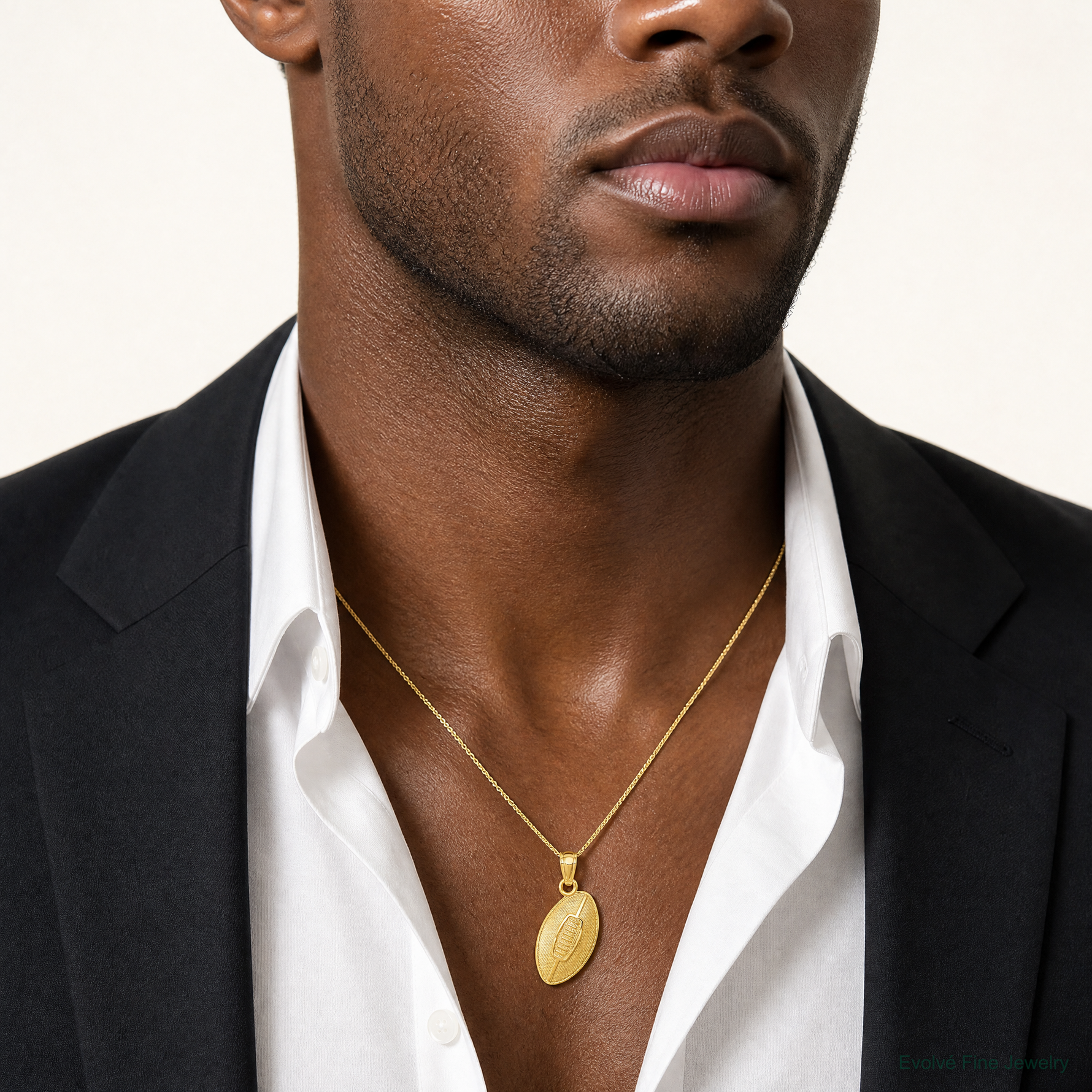 14k Football Pendant - Model Shot
