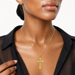 14k Diamond-cut Cross Pendant - Model Shot