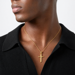 14k Polished Hollow Cross Pendant - Model Shot
