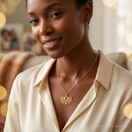 14k MOM Charm - Model Shot