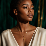 14k Polished Hollow Crucifix Pendant - Model Shot