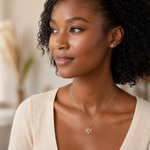 14k MOM Heart Charm - Model Shot