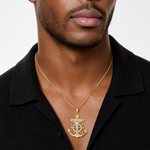 14k Two-tone Diamond-cut Mariner's Crucifix Pendant - Model Shot