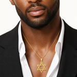 14k Diamond-cut Star of David Pendant - Model Shot