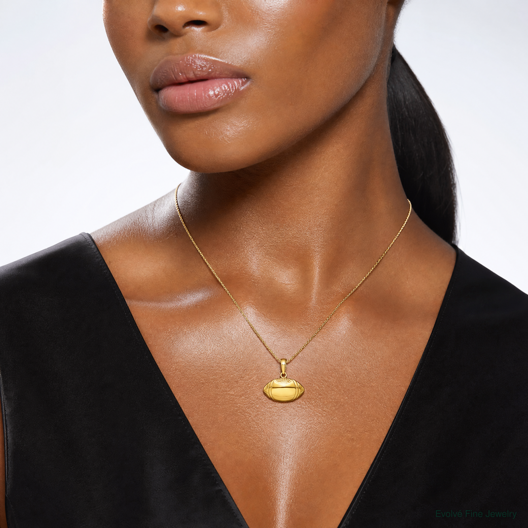 14k Football Profile Pendant - Model Shot