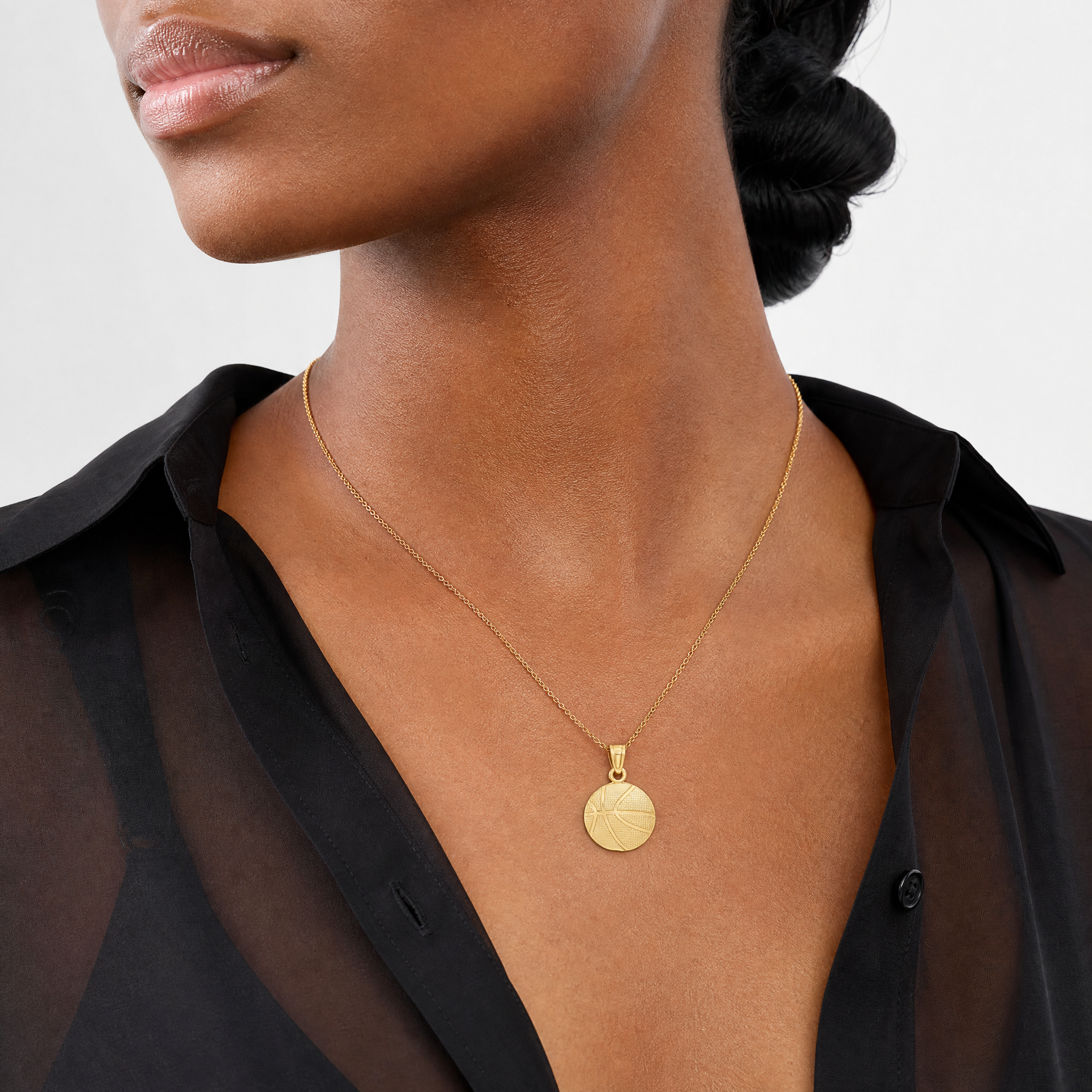 14k Basketball Pendant - Model Shot