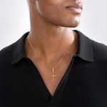 14k Polished Cross Pendant - Model Shot