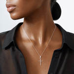 14k White Gold Polished Cross Pendant - Model Shot