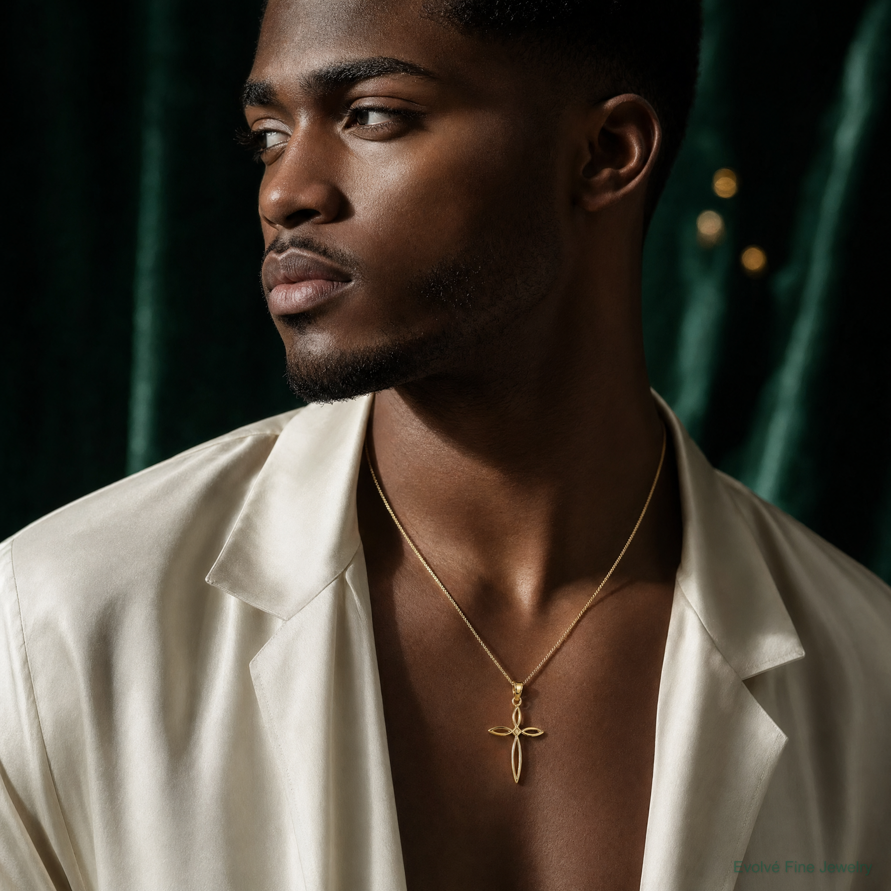 14k Passion Cross Charm - Model Shot