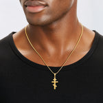 14k Eastern Orthodox Cross Pendant - Model Shot