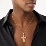 14k Satin Crucifix Pendant - Model Shot