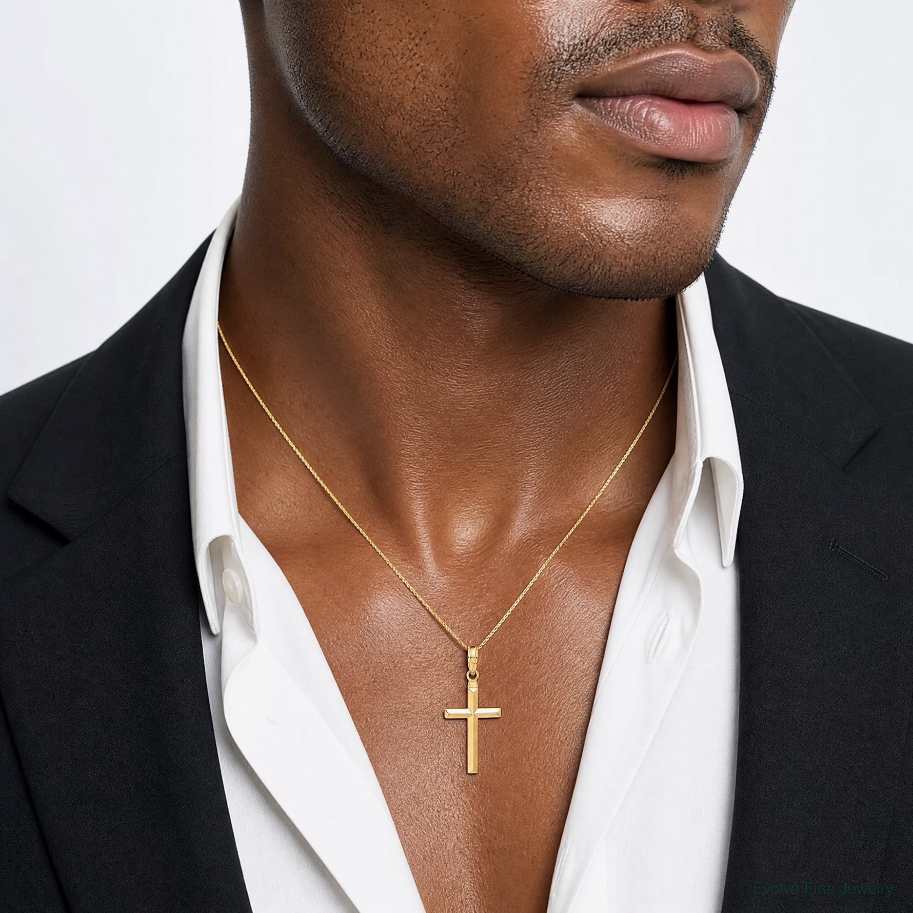14k Reversible Latin Cross Pendant - Model Shot