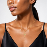 14k Latin Cross Pendant - Model Shot