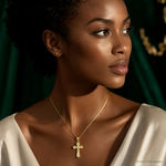 14k Small Crucifix Charm - Model Shot