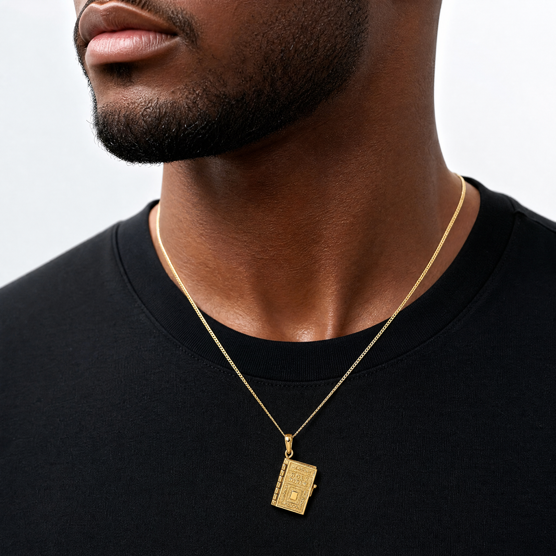 14K  3D Lord's Prayer Bible Pendant - Model Shot