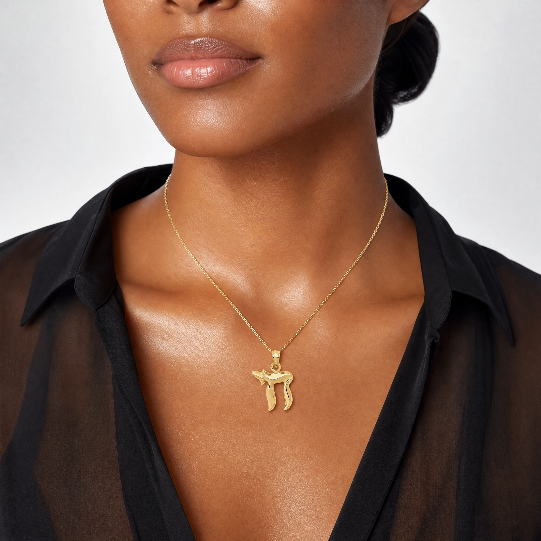 14k Chai Pendant - Model Shot