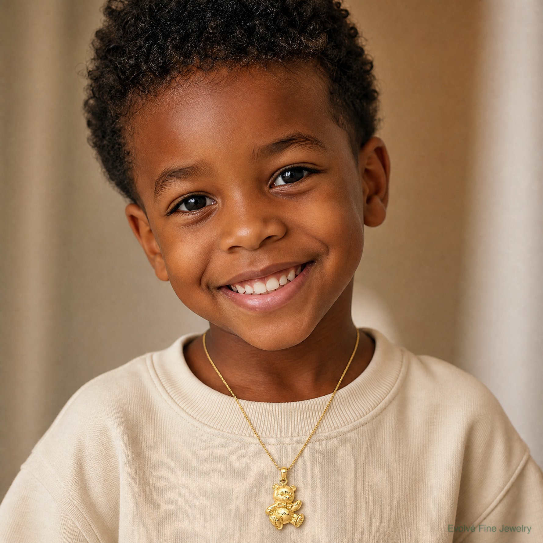 14k Teddy Bear Pendant - Model Shot