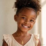 14k Playful Girl w/Cut Out Heart Charm - Model Shot