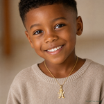 14k Playful Boy w/Cut Out Buttons Charm - Model Shot