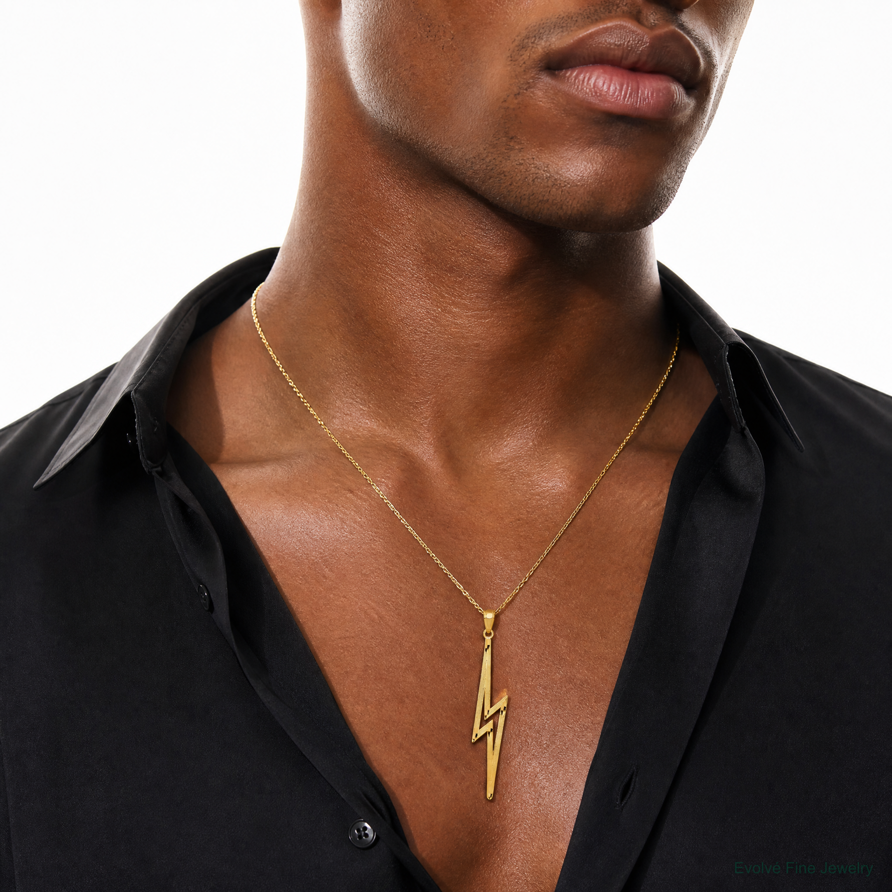 14k Polished D/C Lightning Bolt Pendant - Model Shot