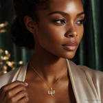 14k w/Rhodium Dragonfly Pendant - Model Shot