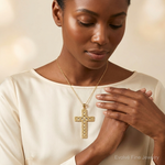 14K w/Rhodium Latin Cross Pendant - Model Shot