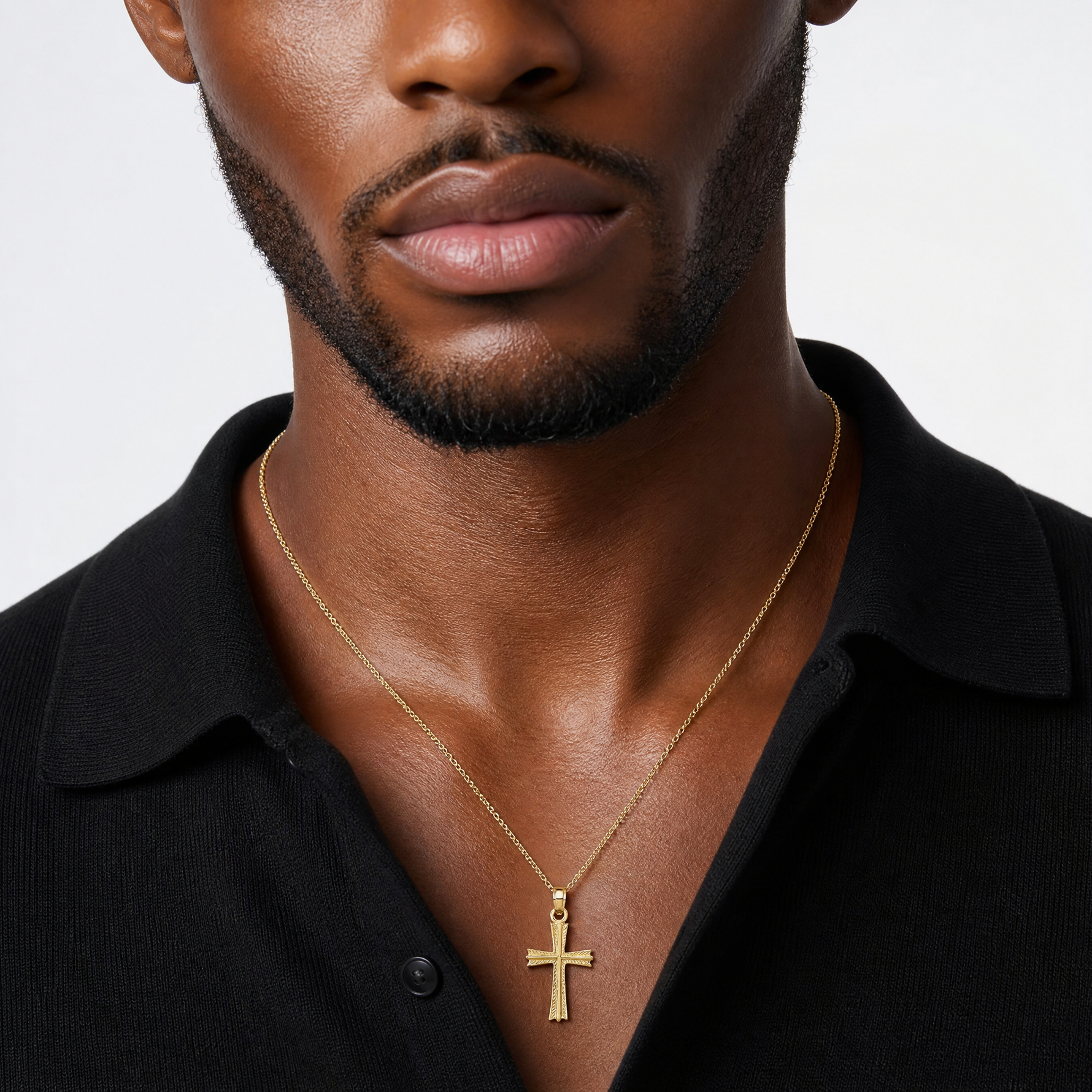 14K Cross Pendant - Model Shot