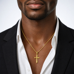 14K Diamond-cut X Cross Pendant - Model Shot