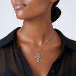 14K White Gold Celtic Cross w/Eternity Circle Pendant - Model Shot