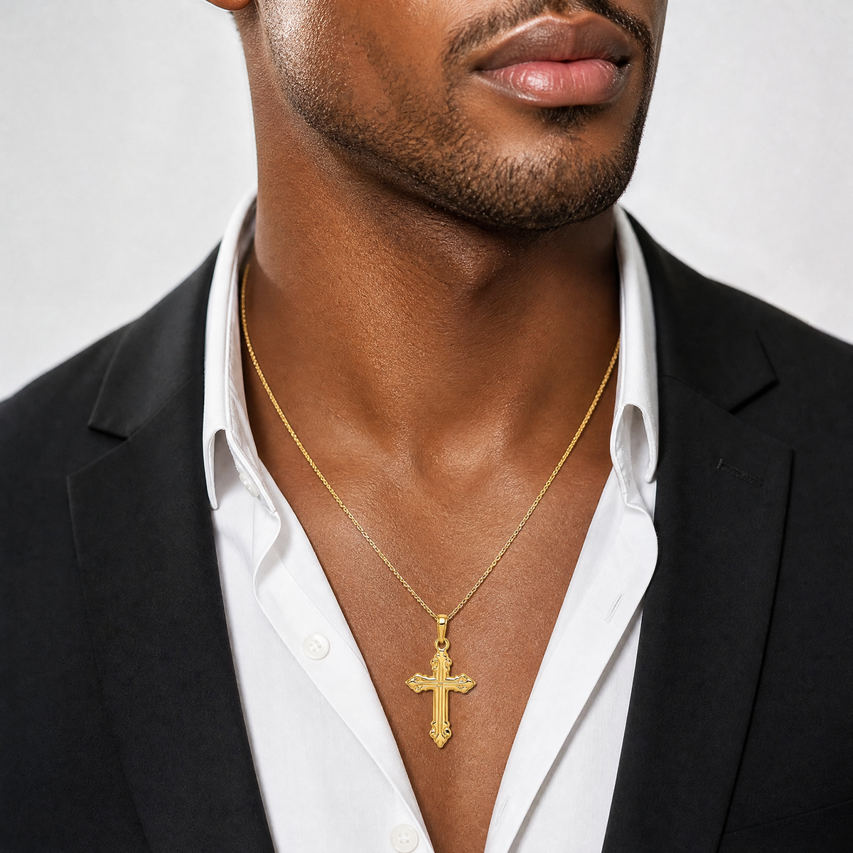 14K Cross Pendant - Model Shot