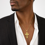 14K Diamond-cut Beveled Edges Cross Pendant - Model Shot