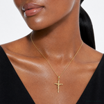 14K Stick Style Crucifix Pendant - Model Shot